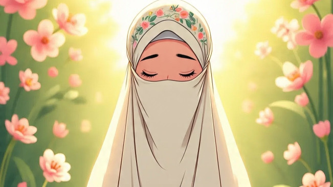 Ilustrasi wanita berkerudung. (Meta AI)